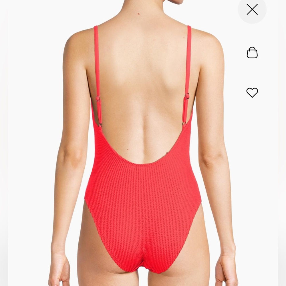 Lilly Pulitzer Alizee Crinkled One-Piece Swimsuit red gold 8 new mizner red - Picture 2 of 2